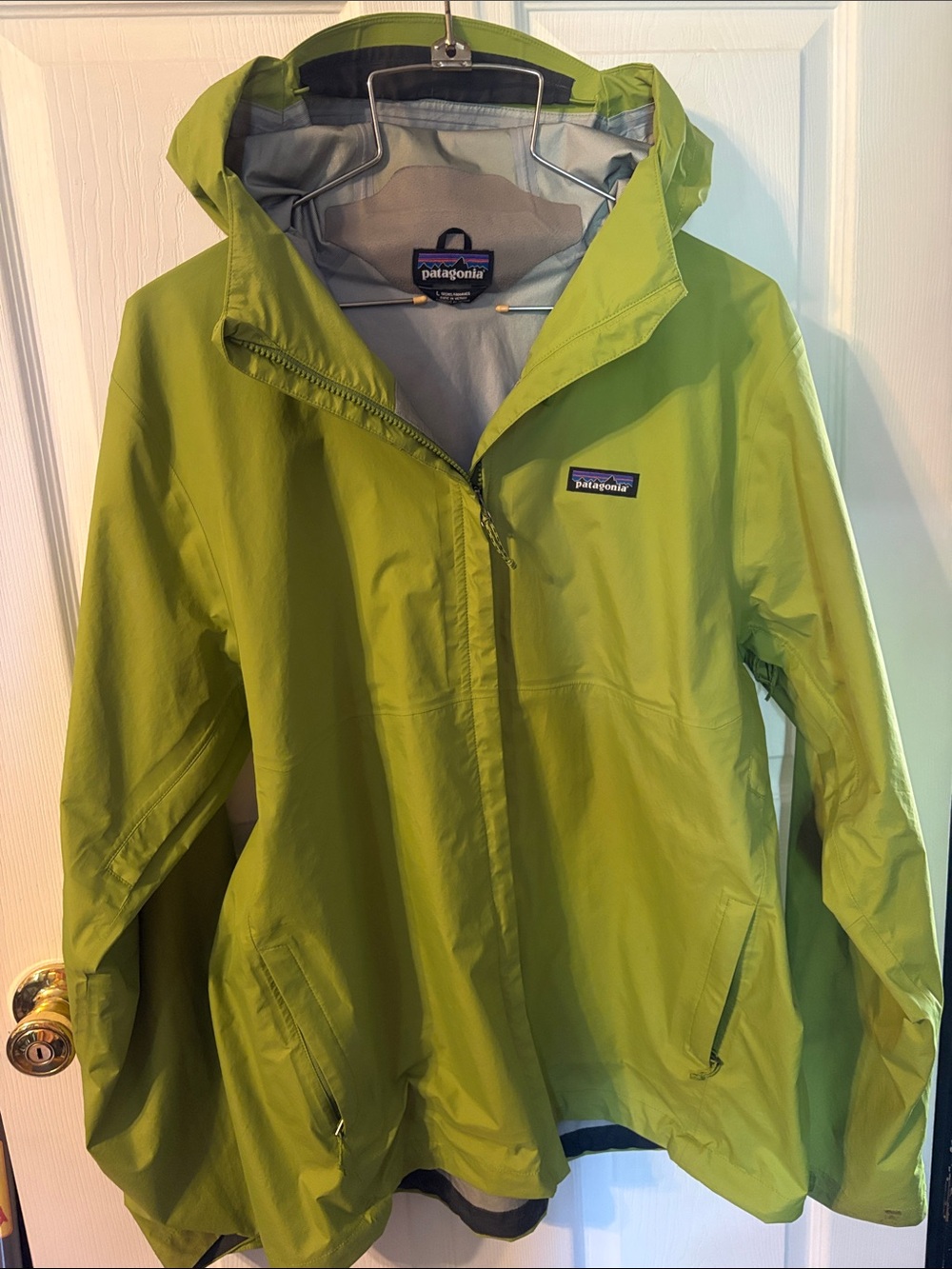Patagonia Lime Green Hooded Rain Ski Shell Jacket
